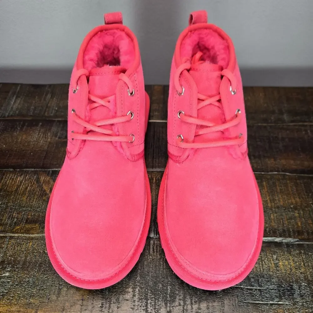 NEW UGG Neumel Womens Size 7 Fuzzy Warm Chukka Boots Shoes Slippers Pink
